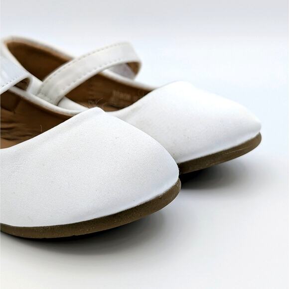 Merence Mary Jane Shoes EU 21 Toddler White Satin Flower Girl Ballet Dress Shoes - Picture 5 of 9
